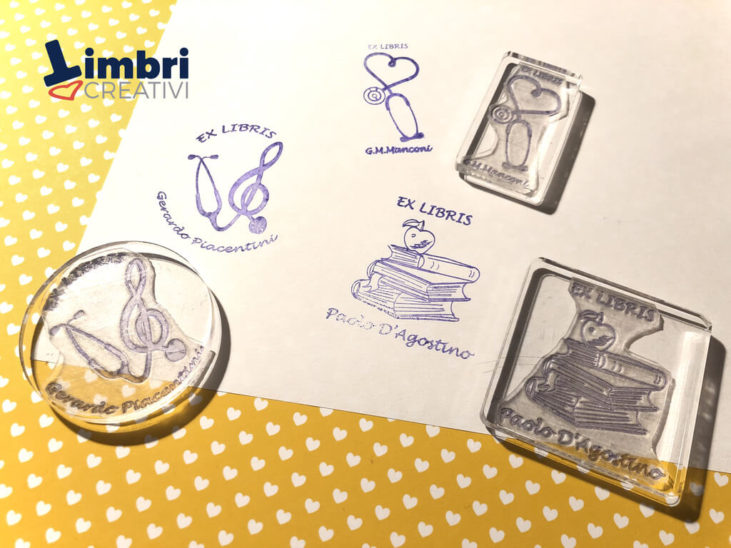 Timbro Ex Libris personalizzato con nome e Iniziali